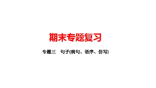 期末复习句子(病句、语序、仿写)—八年级语文下册部编版练习优秀PPT—八年级语文下册部编版