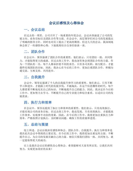 会议后感悟及心得体会
