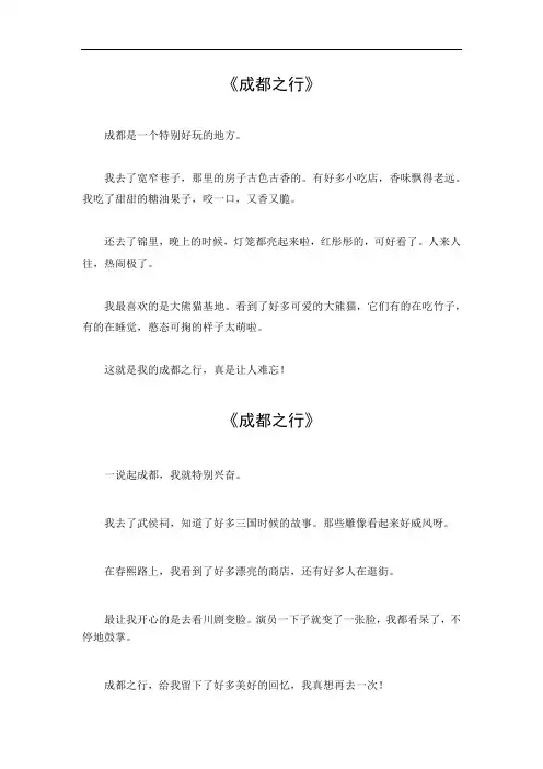 成都之行作文400