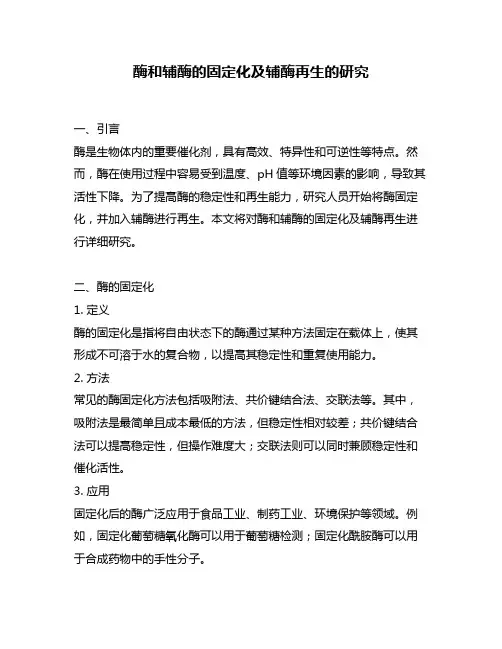 酶和辅酶的固定化及辅酶再生的研究