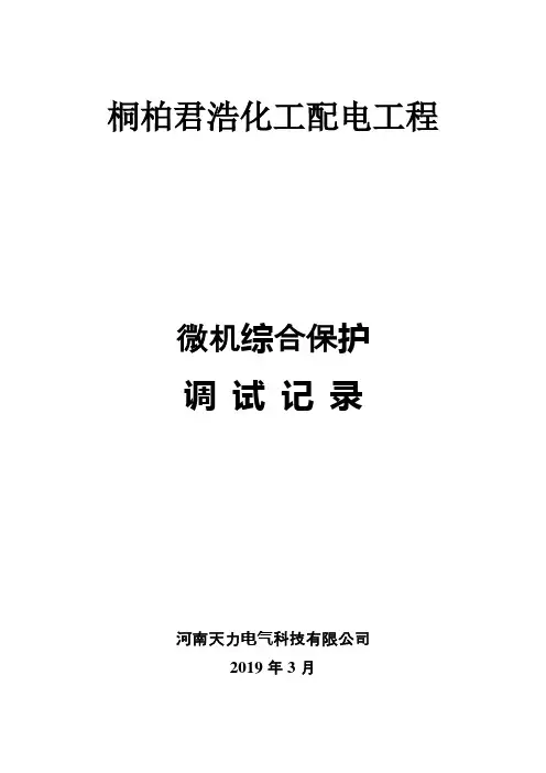 微机综合保护调试试验报告