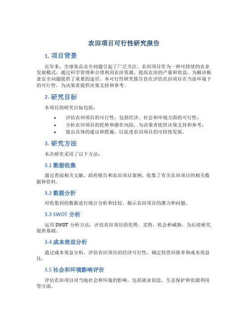 农田项目可行性研究报告