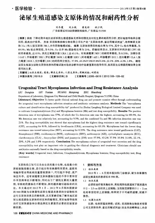 泌尿生殖道感染支原体的情况和耐药性分析