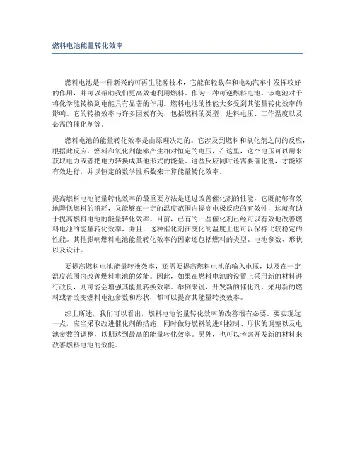燃料电池能量转化效率