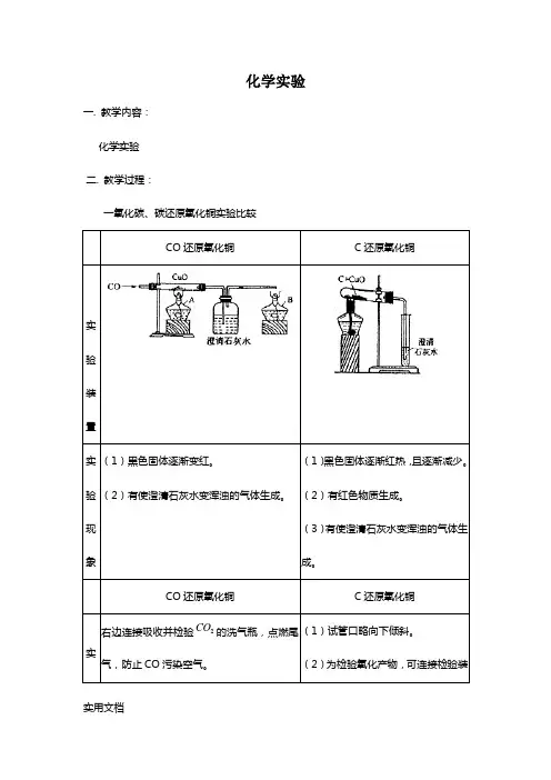 2012年中考化学复习实验专题突破——化学实验