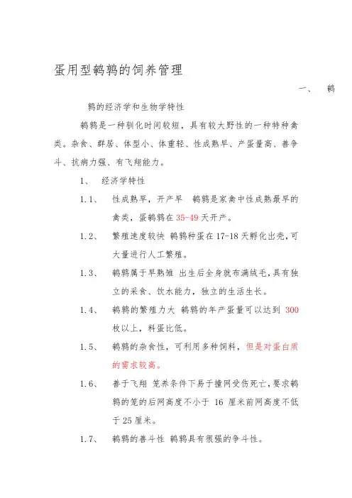 蛋用鹌鹑的饲养管理