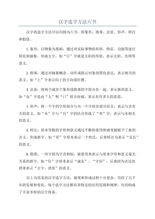汉字造字方法六书