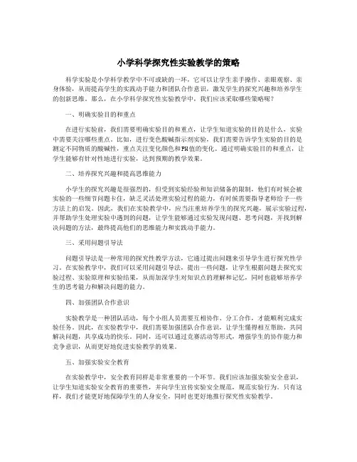 小学科学探究性实验教学的策略