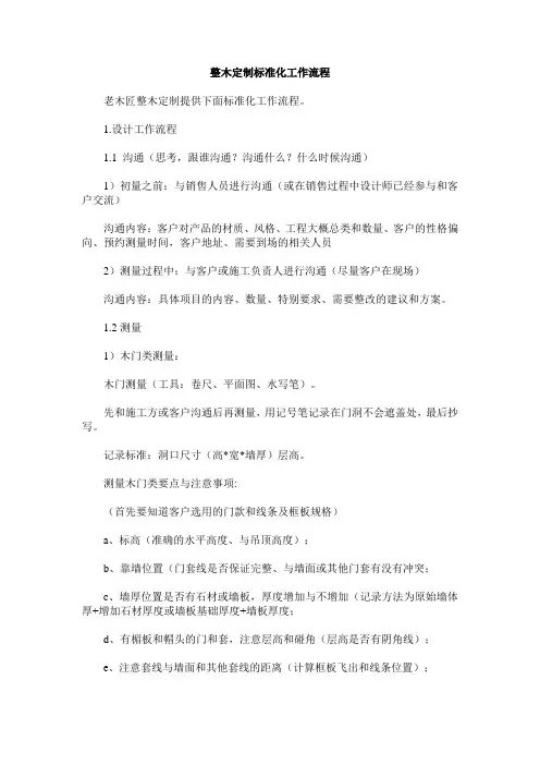 整木定制标准化工作流程