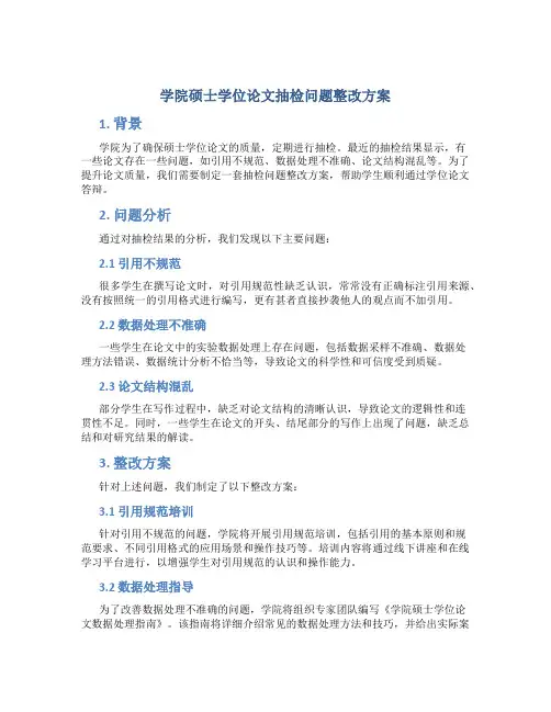 学院硕士学位论文抽检问题整改方案