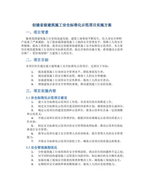 创建省级建筑施工安全标准化示范项目实施方案 (3)
