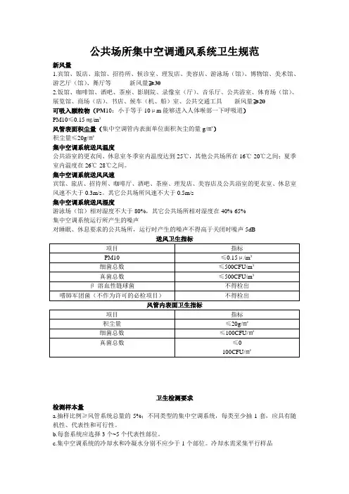 公共场所集中空调通风系统卫生规范