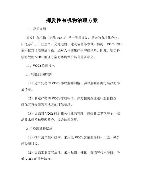 挥发性有机物治理方案