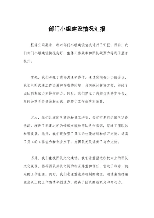 部门小组建设情况汇报