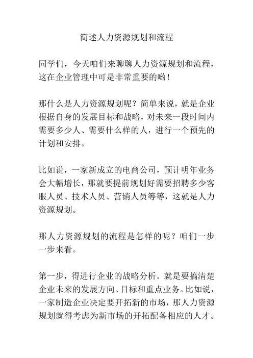 简述人力资源规划和流程
