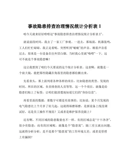 事故隐患排查治理情况统计分析表1