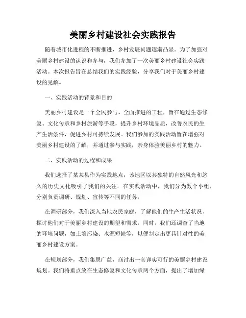 美丽乡村建设社会实践报告