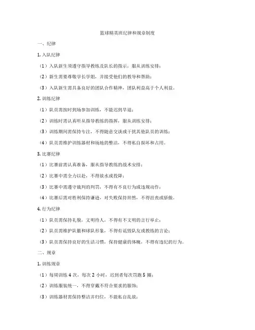 篮球精英班纪律和规章制度