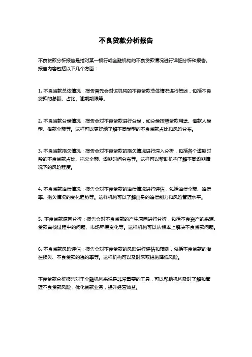 不良贷款分析报告