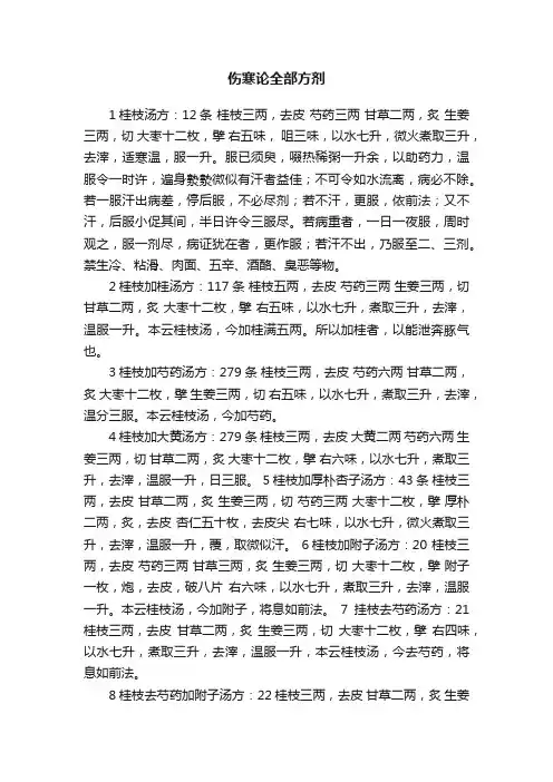 伤寒论全部方剂