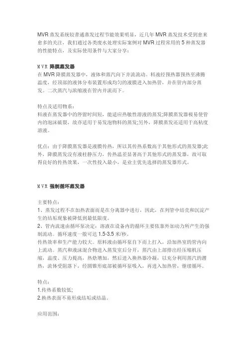 高盐废水处理中常用5种MVR蒸发器性能特点及使用条件