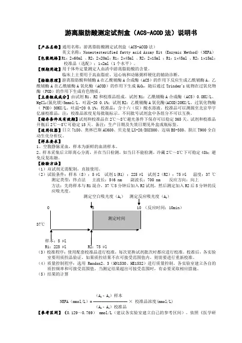 NEFA游离脂肪酸测定试剂盒(ACS-ACOD法)产品说明书