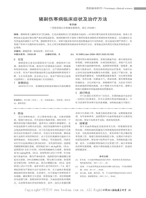 猪副伤寒病临床症状及治疗方法