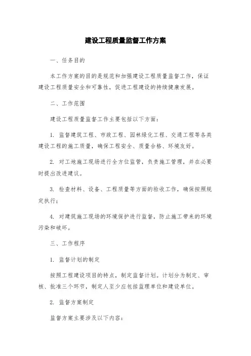 建设工程质量监督工作方案