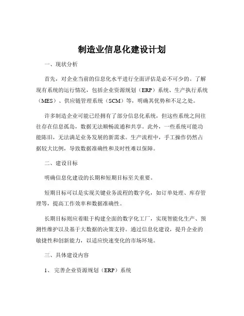 制造业信息化建设计划