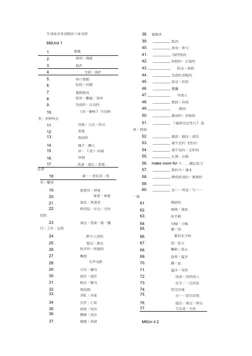 2018牛津高中英语模块六词汇表默写版