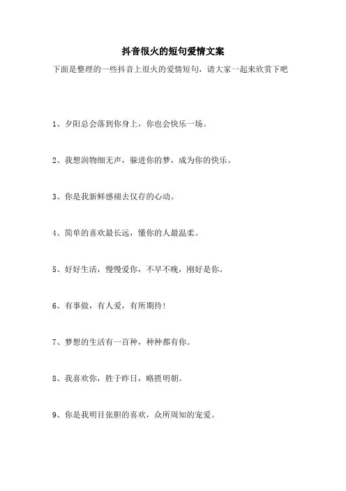 抖音很火的短句爱情文案
