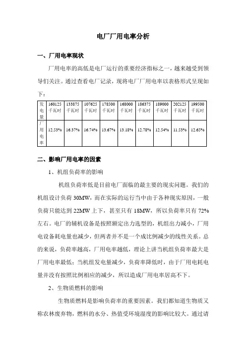 关于厂用电率分析