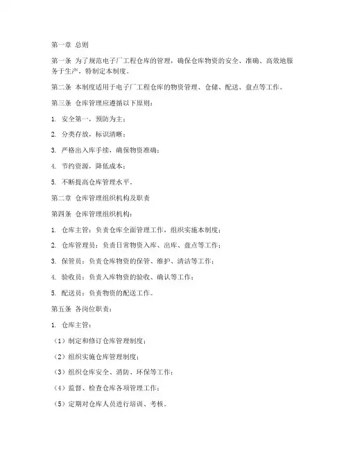 电子厂工程仓库管理制度