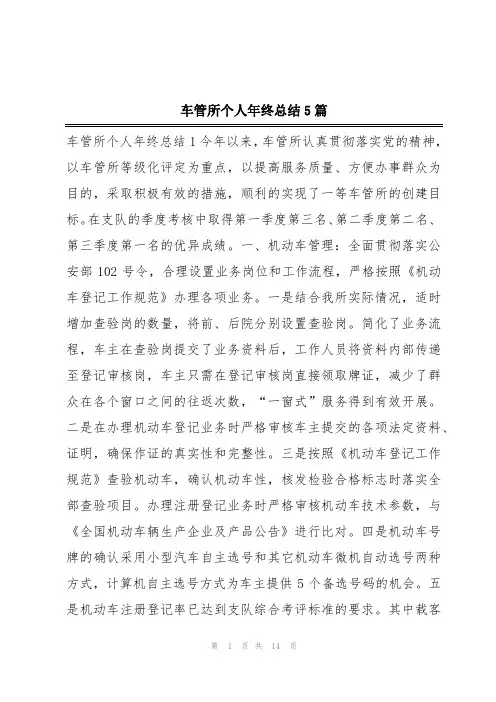 车管所个人年终总结5篇