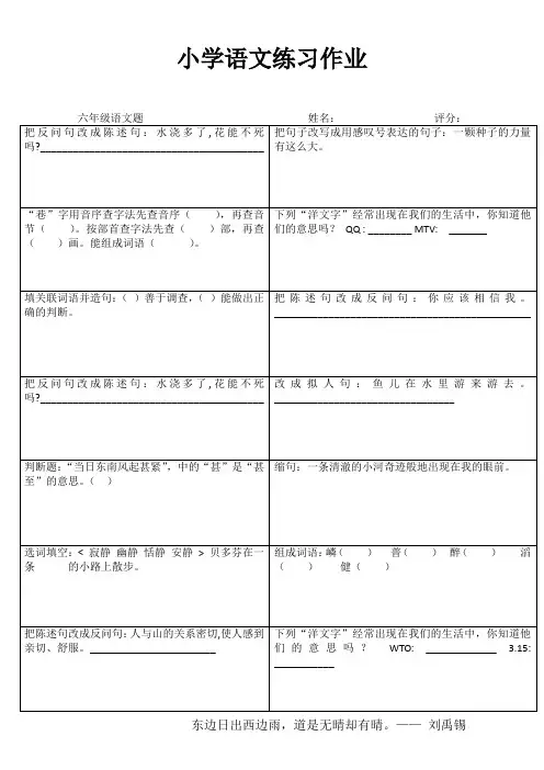 小学六年级语文拓展训练 (58)