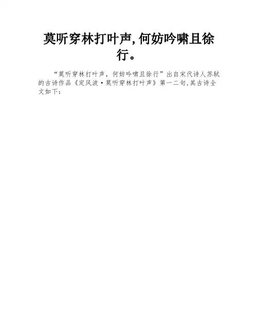莫听穿林打叶声,何妨吟啸且徐行。