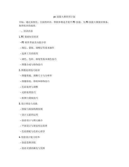 ps技能大赛培训计划