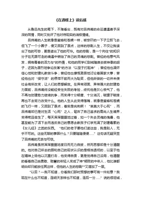 《在酒楼上》读后感