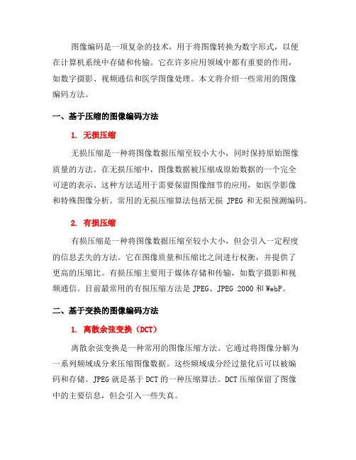 图像编码常用方法介绍(一)