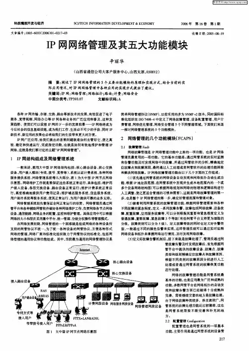 IP网网络管理及其五大功能模块