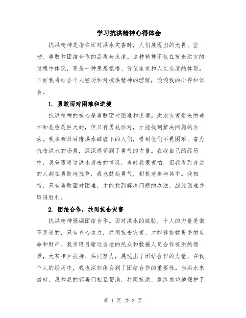 学习抗洪精神心得体会