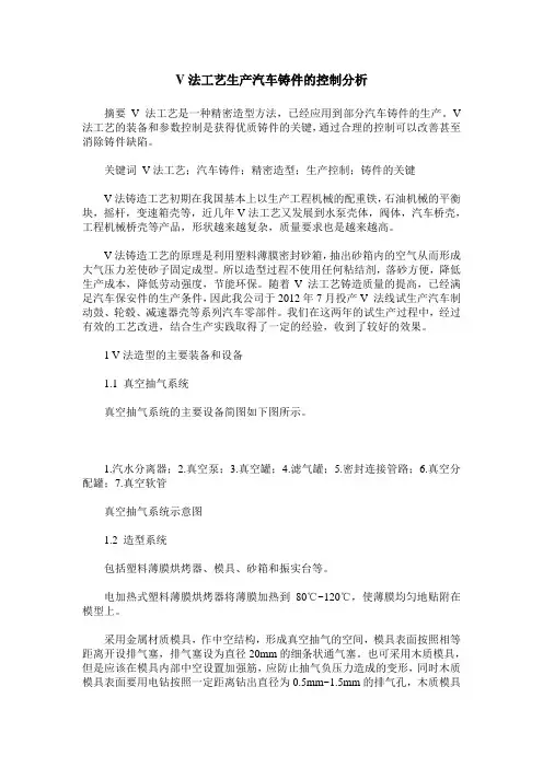V法工艺生产汽车铸件的控制分析