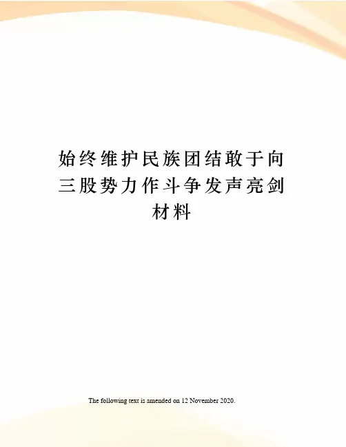 始终维护民族团结敢于向三股势力作斗争发声亮剑材料