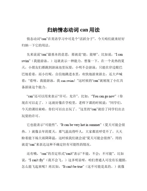 归纳情态动词can用法