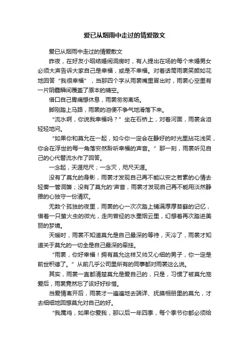 爱已从烟雨中走过的情爱散文