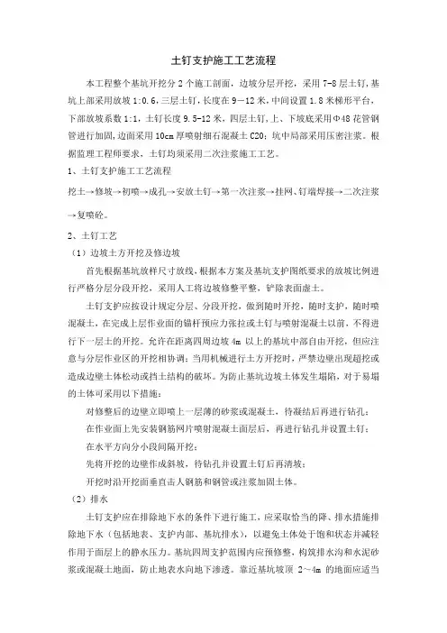 土钉支护施工工艺流程
