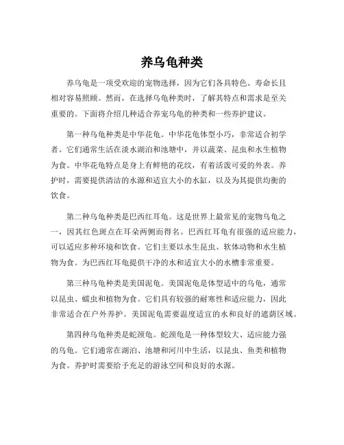 养乌龟种类