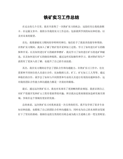 铁矿实习工作总结