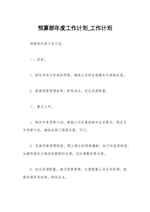 预算部年度工作计划_工作计划