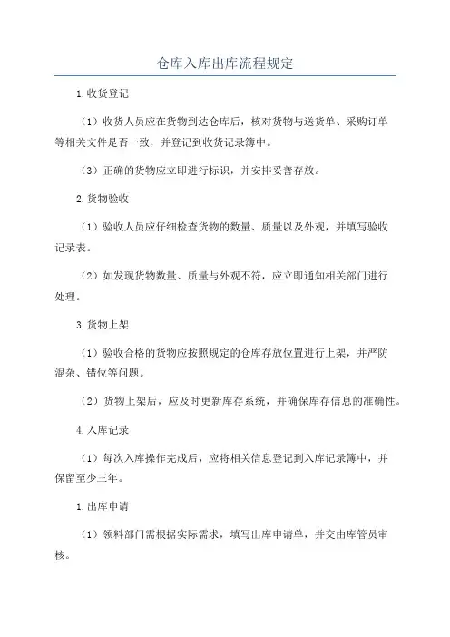 仓库入库出库流程规定